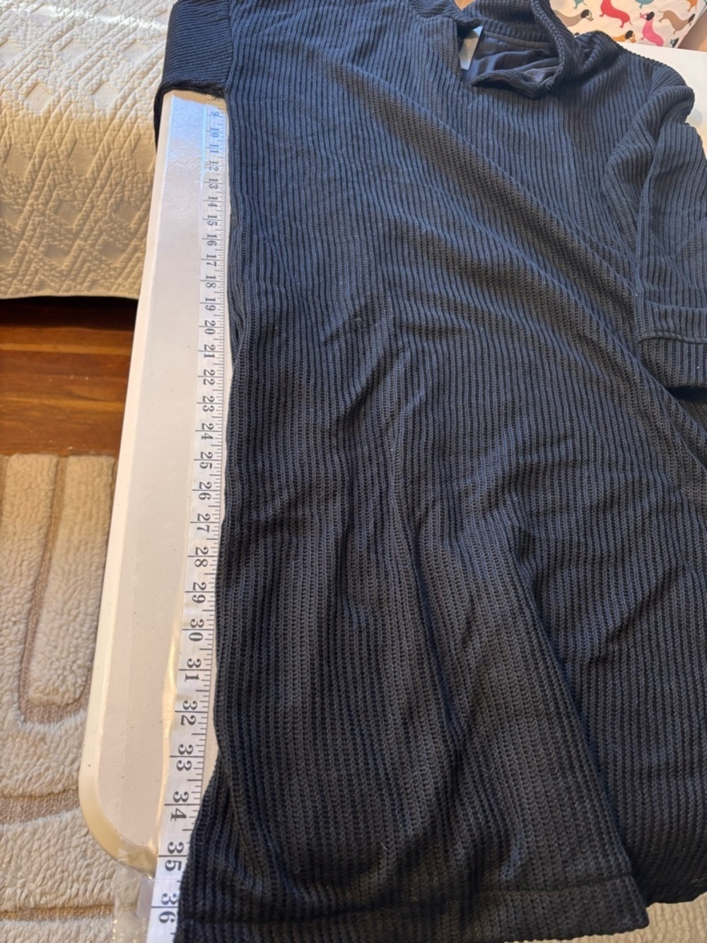 Black Travel Dress Long Sleeve Size Large Oversized Ribbed Heavy Knit Pockets - Picture 11 of 11